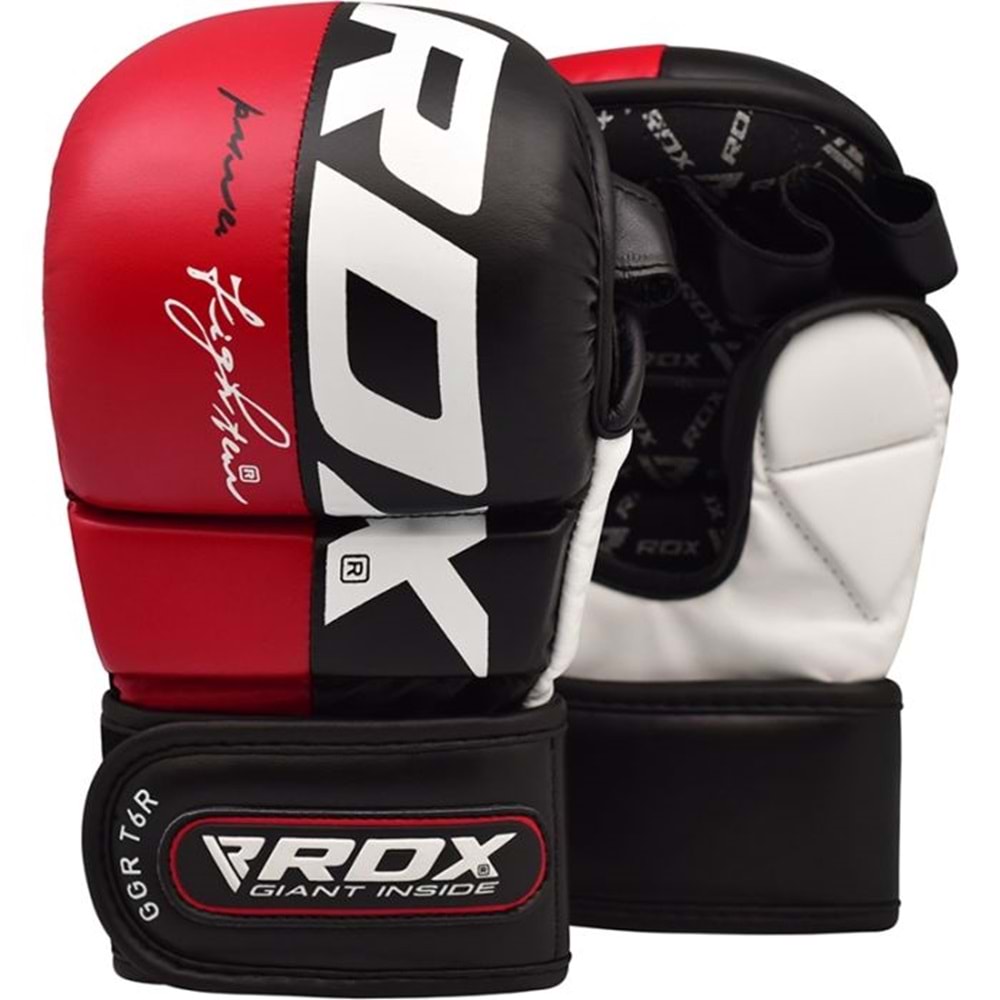 RDX Rex T6 MMA Eldiveni Kirmizi Açik Parmak Sparring ve Antrenman Eldiveni