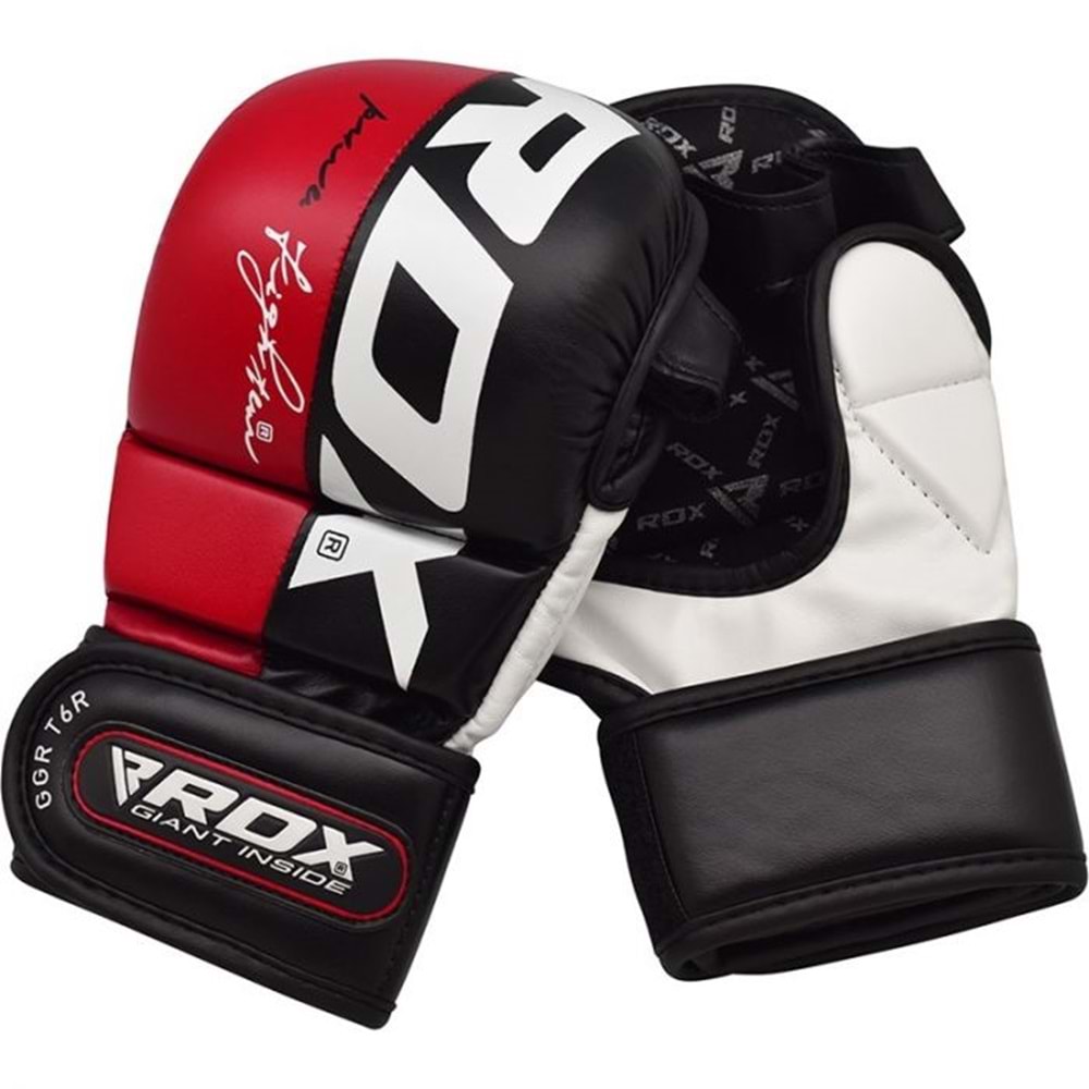 RDX Rex T6 MMA Eldiveni Kirmizi Açik Parmak Sparring ve Antrenman Eldiveni